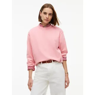 Sweatshirt TOMMY HILFIGER "SCRIPT TERRY MDRN C-NK SWTSHIRT", Damen, Gr. M (40), carnation pink, Sweatware, Obermaterial: 100% Baumwolle, unifarben, normal, Rundhals, Sweatshirts Sweatshirt, Baumwolle