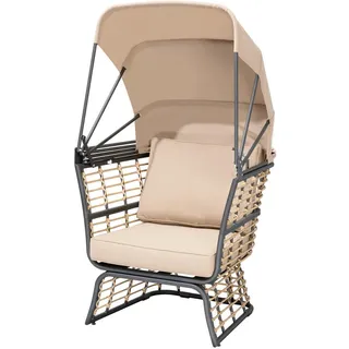 Gardenson Loungesessel , Anthrazit, Braun, Beige , Metall, Kunststoff, Textil , Füllung: Polyester , eckig , 72x154x83 cm , wetterfest, UV-beständig, inklusive Armlehnen, geeignet für Balkon , Gartenmöbel, Loungemöbel, Loungesessel