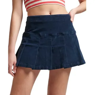 Superdry Vintage Cord Pleat Mini Rock - Nautical Navy - 10