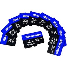10 Pack iStorage microSD Card 32GB, Encrypt Data stored on iStorage microSD Cards Using datAshur SD USB Flash Drive, Compatible with datAshur SD Drives only