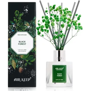 Airkeep Raumduft mit 8 Duftstäbchen 100ml, Black Forest Langanhaltender Lufterfrischer, Natürlicher Duft, Deko für Badezimmer, Schlafzimmer, Wohnzimmer & Büro