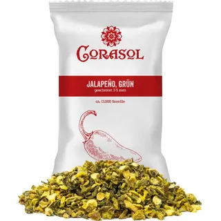 Corasol Jalapeño Chili, grün, geschrotet 3-5 mm (5 g im Aromabeutel)