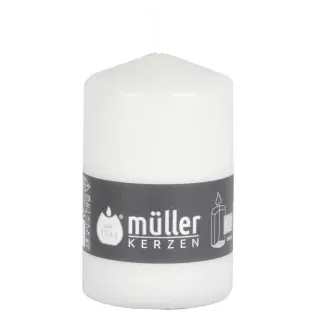 Müller Kerzen Stumpenkerze, weiß, Hochwertige Stumpenkerze mit gleichmäßigem Abbrand, 1 Packung = 6 Stück, (Ø x H): 70 x 110 mm
