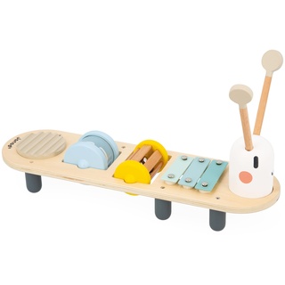 Janod - Sweet Cocoon Musikbank Raupe - 5 Musikaktivitäten für Kinder - Musikalische Früherziehung - Spielzeug aus FSC-Holz - Ab 12 Monaten, J04058