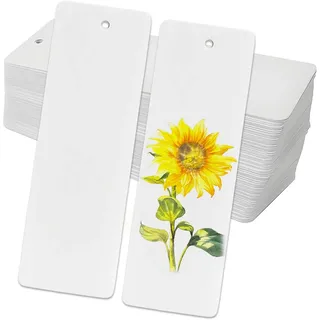 YYTOL Blanko Lesezeichen Papier Basteln 60 Stück Weiß Leeres Rechteckig Lesezeichen Basteln Papier mit Loch für DIY Handwerk 14 x 5cm