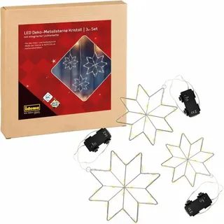 LED Kristallsterne 3er 15/17/20cm ww 6hTimer, 3er Set Kristallsterne - Silber