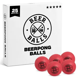 OVANA Beer Pong Bälle 40 mm in Wettkampfqualität - Tischtennisbälle für Bierpong (2,7g) Trinkspiele & Partyzubehör – Offizielle Größe, ideal für Feiern, Studentenpartys & Festivals (Rot, 25 / Box)