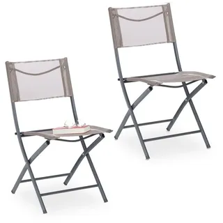 Relaxdays Klappstuhl Gartenstuhl 47 x 60 x 85 cm beige 2 St.