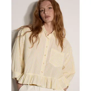 Apricot Klassische Bluse "Bluse" mit gestreiftem Rüschen-Saum, gelb