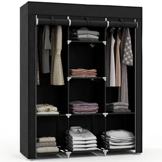Homcom Kleiderschrank 125 x 162,5 x 43 cm Schwarz