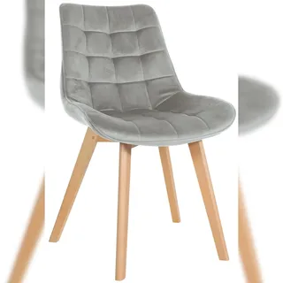 CLP Stuhl Brook Esszimmerstuhl Mit Steppmuster Auf Samt Bezug I Vierfußgestell Aus Holz