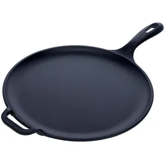 VICTORIA Grillpfanne Gusseisen Eingebrannte Comal Pizza-Pfanne 30cm, Induktion, Feuer, Grill, Ofen, Glaskeramik, Gas, Vorgewürztem um eine Giftfreie Antihaftbeschichtung ohne PTFE zu Schaffen