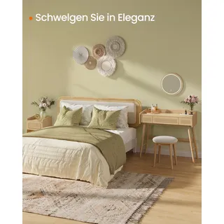 SONGMICS HOME BOHOVEN Kollektion - Schminkhocker, Schminktisch-Hocker gepolstert, Massivholzbeine, Sitzhocker rund, Fußhocker, rutschfeste Fußpads