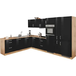 kochstation Winkelküche L-Form 240 x 330 cm schwarz