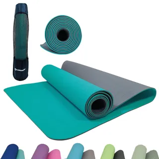 Donic Schildkröt Bicolor Yogamatte, Petrol-Grey, 4mm, PVC-frei, im Carrybag
