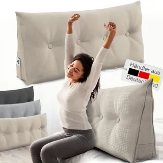 Eloneo Rückenkissen – Keilkissen fürs Bett & Sofa, abnehmbarer Bezug, praktisches Seitenfach Handy Kissen 1 St