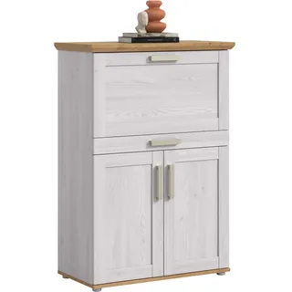 xonox.home – Sekretär Verona 84x122x42 cm in Sibiu Lärche & Artisan Eiche Nachbildung – Kompakter Arbeitsplatz mit 1 Klappe & 2 Türen – 5 Fächer bieten idealen Stauraum für Schreibutensilien & Post