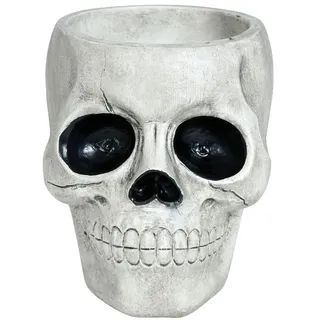 FIESTAS GUIRCA Totenkopfschale aus Polyresin, 15 x 12 cm, Dekoration für Halloween und gruselige Partys, ideal für Skelett-Requisiten und gruselige Feiern, Weiß