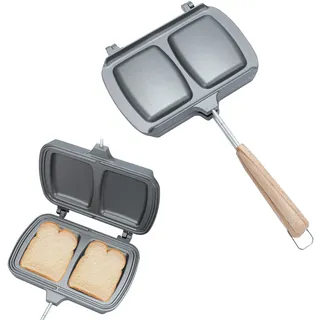 Sandwichmaker,Doppelseitige Sandwicheisen,Grill/Sandwich-Toaster,Sandwichtoaster,Waffeleisen Grill,Tragbar Toaster Pfannkuchenpfanne mit Griff,Grillpfanne Zum Braten von Eiern,Brot(Abschnitt 2)