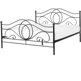 Beliani Metallbett Schwarz 160 x 200 cm Mit Lattenrost Lyra