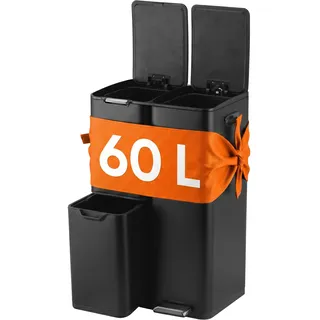 Relaxdays Mülltrennsystem 60 l Schwarz