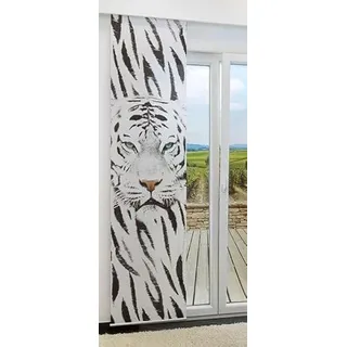 BB-Toy-Trades Flächenvorhang Schiebegardine Schiebevorhang Gardine Vorhang Weiss mit Motiv in Grau/Schwarz BxH 60 x 245cm 1 Stück mit Tiger