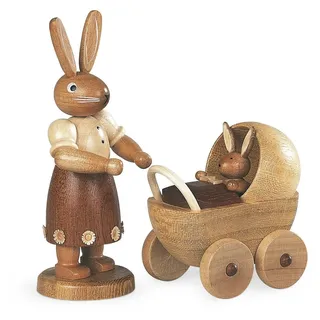 Müller GmbH Müller Kleinkunst GmbH Seiffen Osterhase Hasenmutter mit Kinderwagen natur klein Höhe 11 cm