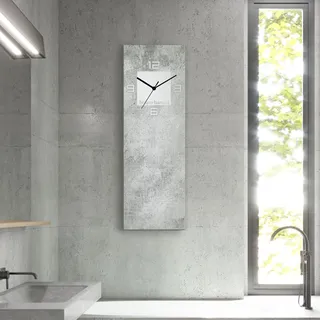 Wanduhr BRUNO BANANI "Beton auf Glas", grau, B:20cm H:60cm T:1,8cm, Wanduhren, Wanduhr, wahlweise mit Quarz- oder Funkuhrwerk, lautlos ohne Tickgeräusche
