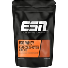 ESN IsoWhey Hardcore Proteinpulver, Strawberry, 1 kg, Bis zu 26 g Protein pro Portion, geprüfte Qualität - made in Germany