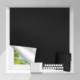 Sonnenschutz Verdunklungsstoff 150 X 300 cm Verdunklungsrollo Ohne Bohren Dachfenster Verdunkelung Sonnenschutz zu 100% Verdunkelung mit 30 Klebebändern für Schlafzimmer Kinderzimmer Loft Reisemobil
