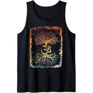 Lebensbaum-Yoga Om Shirt Keltisches Yoga Tank Top Schwarz Unisex Erwachsene Ärmellos Tank Top S EU 40
