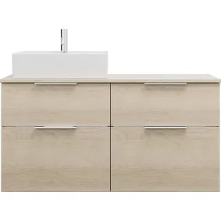 burgbad Eqio Keramik-Aufsatzwaschtisch quadratisch, links, inklusive Waschtischunterschrank mit 4 Schubladen, Breite 1200mm, SGUS120LF3180C0001G0146