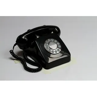 GPO 746 Retro Festnetztelefon im Stil der 70er Jahre mit Druckknopf-authentischer Klingelton- Schwarz