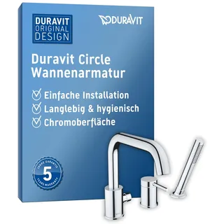 Duravit Circle 3-Loch Wannenarmatur, Ausladung 215 mm, Wannenrandmontage, chrom