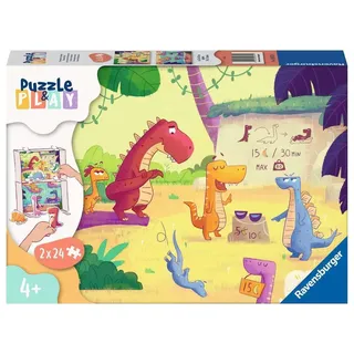 Ravensburger Kinderpuzzle Puzzle&Play 05675 - Dinosaurier im Sommer - 2x24 Teile Puzzle für Kinder ab 4 Jahren
