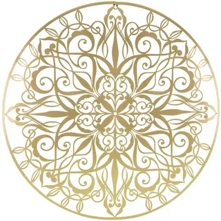 Art for the Home Wanddeko Mandala , Goldfarben , Metall , Uni , Rund , 80x1x80 cm , Bilder & Rahmen, Wanddeko
