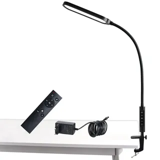 CeSunlight Schreibtischlampen Led, Lampe Klemmbar, 18 W, 3000 Lms, 3 Farbmodi, 16 Helligkeitsstufen, CRI>95, augenschonend Led Schreibtischlampe mit Fernbedienung zum Lesen, Büro