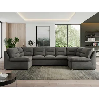 MKS Meble MKS Wohnlandschaft Dunkelgrau, 6-Sitzer, U-Form, 340x93x206 cm, Wohnzimmer, Sofas & Couches, Wohnlandschaften, Wohnlandschaften in U-Form