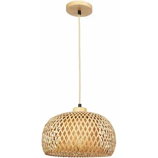 FRIDEKO HOME Pendelleuchte Rattan,Natürlicher Bambus Hängelampe Esstisch mit E27 Fassung,Boho Lampe Deckenlampe Korb Lampenschirm Rattan für Schlafzimmer Wohnzimmer Flur Küche (Ohne Glühbirne)