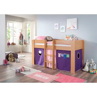 RELITA Hochbett Andi 90 x 200 cm Buche massiv rosa