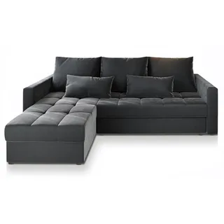 masseno Ecksofa KOS PIK mit Schlaffunktion L-Form, Sofa mit Bettkasten, Wohnzimmersofa, Couch, Soffa, Bettsofa, Couchgarnitur- Grau, PAROS 06 - Grau