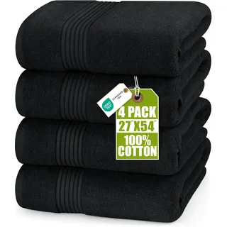 Utopia Towels - 4er-Pack Badetücher Set Premium 100% ringgesponnene Baumwolle 69 x 137 cm Handtücher, sehr saugfähig, weiches Gefühl Duschtücher (Schwarz)