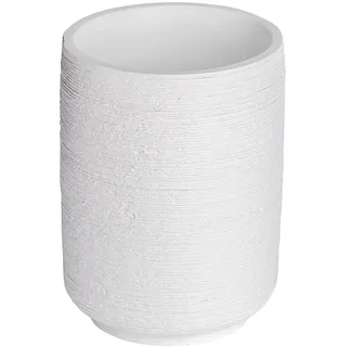 WENKO Zahnputzbecher Goa Neo, hochwertiger Zahnbürstenhalter für Zahnbürste und Zahnpasta aus schwerem Kunststein (Polyresin) im natürlichen Stein-Look, Ø 7 x 10 cm, Weiß