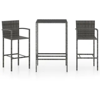 vidaXL 3-tlg. Gartenbar-Set Poly Rattan : Farbe - Grau - Grau