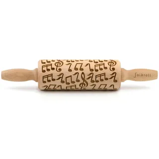 Folkroll Motiv-Teigrolle , Naturfarben , Holz , Buche , 4.5x4.5x23 cm , nachhaltig, nachwachsender Rohstoff , Backen & Backzubehör, Nudelhölzer & Teigschaber