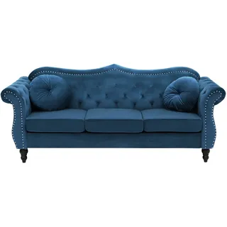 Beliani Sofa 3 Sitz(e) Schwarz, Blau