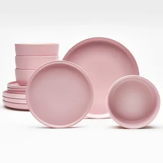 Tafelservice "Geschirr-Set, Service Belli", rosa, 12 Stk., Steingut, LEGER HOME BY LENA GERCKE, Geschirr-Sets, Tafelservice, Teller Set, runde Form, Scandi Style, 12 Teile, für 4 Personen