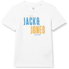 JACK & JONES JUNIOR Jungen JCOCOAST Tee SS Crew Neck FST JNR T-Shirt, White, 140