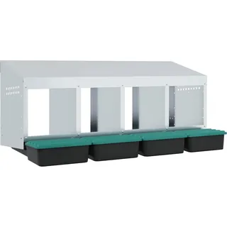 vidaXL Hühner-Nistkasten 4 Fächer Wandmontage Verzinkter Stahl - Silber