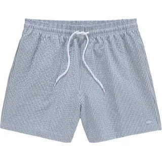 VENICE BEACH Badeshorts VENICE BEACH, Herren, Gr. M (50), N-Gr, grün (grün, weiß), Polyester, gestreift, Badehosen Badeshorts, mit Seersucker-Effekt